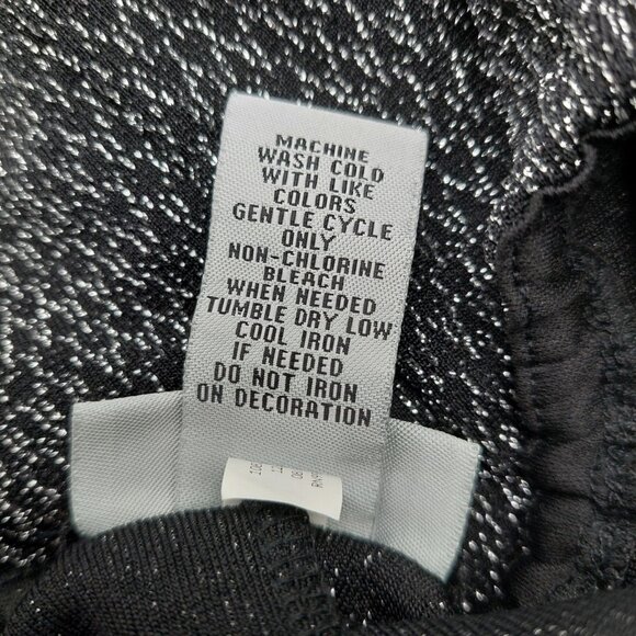 Catherines Plus Blouse Size 4X Christmas Black Shine Silver Tunic Metal Party - Picture 4 of 8